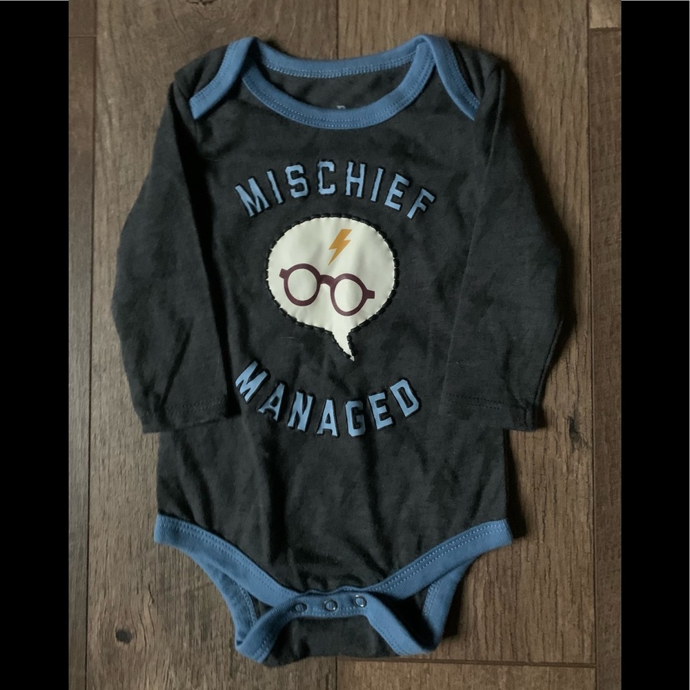 NWOT Harry Potter Mischief Managed Long Sleeve Onesie Sz 3-6 Mo